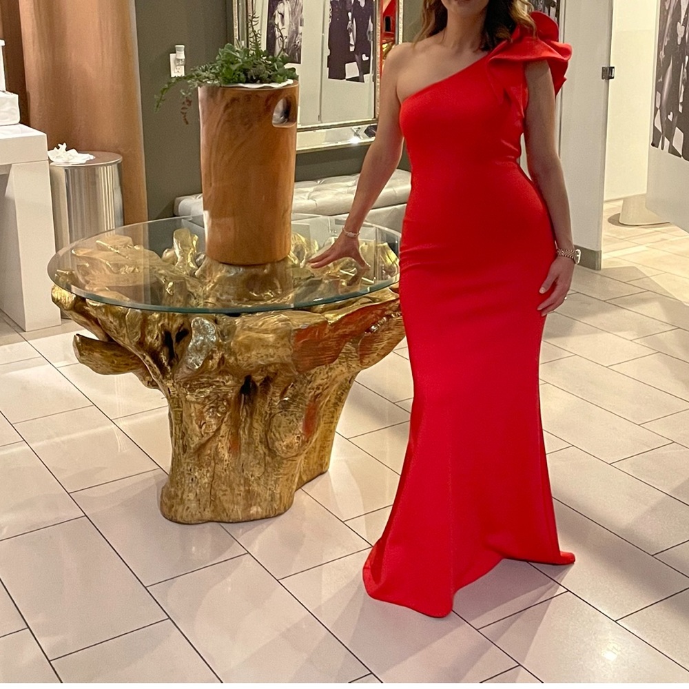 AQUA - One shoulder scuba gown size 6 (red)